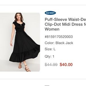 Old Navy black swiss dot maxi puff sleeve